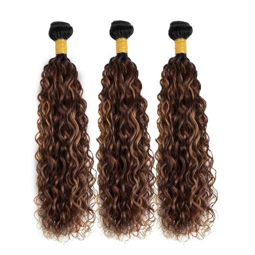 28 30 32 inch Dark Brown Bundles Human Hair #4 Water Wave Bundles Ombre Wet and Wavy Bundle Highlight Human Hair Bundle