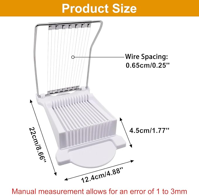 Egg Slicer for Hard Boiled Eggs, Food Slicer with 14 Stainless Steel Wires, Heavy Duty Hard Boiled Egg Cutter, Spam Slicer for Soft Fruit Strawberry Luncheon Meat Home Use (1Pcs, White)