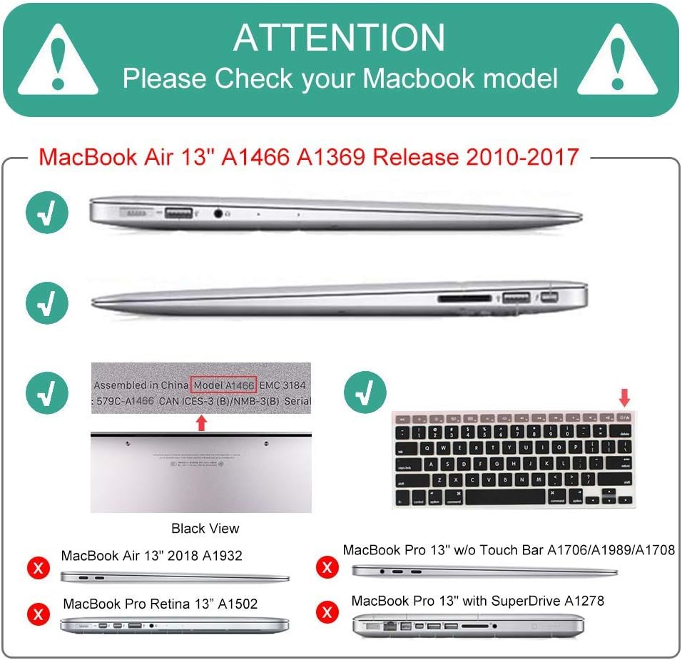 Mektron for MacBook Air 13 Case A1466/A1369 (2010-2017 Release), Snap-on Plastic Hard Shell Cover for MacBook Air 13.3 inch with Keyboard Cover, Peonies and Roses