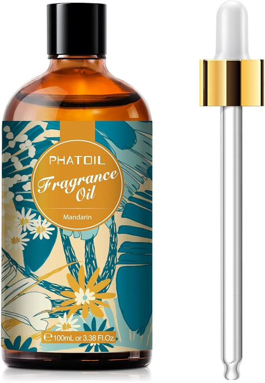 PHATOIL 3.38FL.OZ Mandarin Fragrance Oils for Aromatherapy, Essential Oils for Diffusers for Home, Perfect for Diffuser, DIY Candle and Soap Making, DIY Scented Products - 100ml