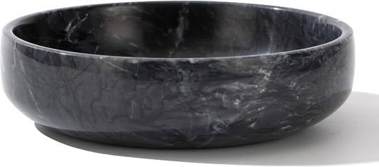6.7" Large Decorative Bowl, Natural Marble Decorative Bowls for Home Decor, Key Bowl, Candy Bowl, Smudge Bowl, Coffee Tables Centerpiece (Natural Black)