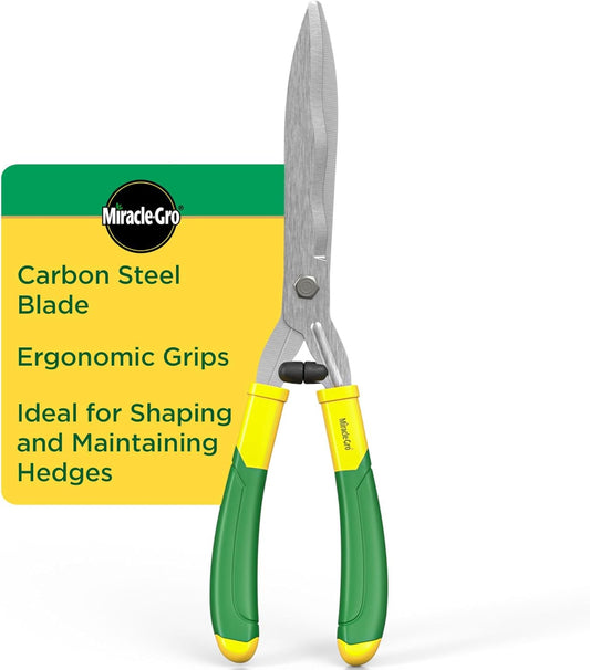 Miracle-Gro 18 in. Wavy Blade Hedge Shears – Lawn and Yard Tool with Sharp Carbon Steel Blades for Trimming Borders, Shaping Bushes, and Shaping/Trimming Hedges, Shrubs