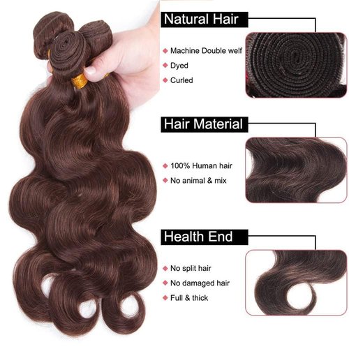 Condescension Human Hair Bundles 16 18 20 Inch Brown 4 Body Wave Bundles Human Hair Unprocessed Brazilian Virgin Hair for Black Women