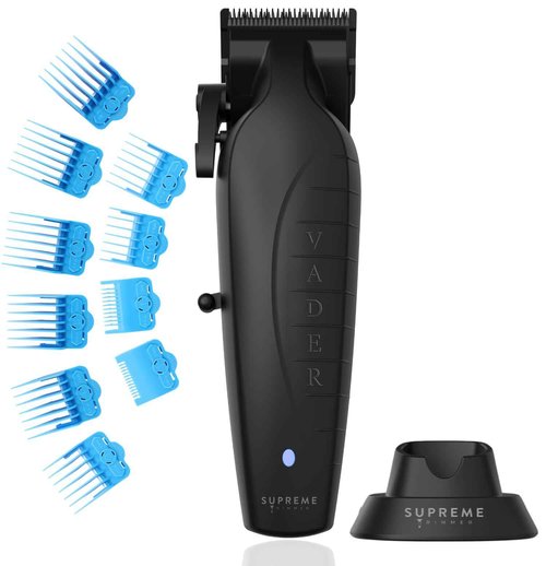 Supreme Trimmer Vader Clipper with DLC Taper Blade STC5098 | 210 Min Run Time 7500 RPM Hair Trimmer | Professional Brushless Motor Barber Clipper | Black