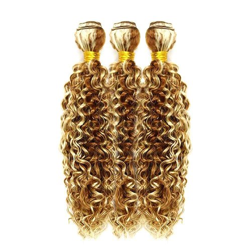 CnumGunm 28 30 32 Inch P30/613 Human Hair Bundles Blonde Kinky Curly Human Hair Bundles Light Brown Bundles 613 Bundles Human Hair #30 Kinky Curly Bundles Hair Extensions