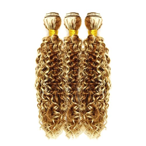 P30613 Highlight 613 Blonde Bundles Human Hair Brown Kinky Curly 3 Bundles 24 26 28 inch Brazilian Unprocessed Virgin Remy Hair Extensions