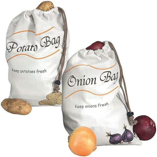 Potato & Onion Sprout-Free Vegetable Storage Bags - White