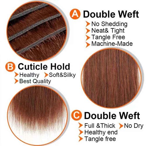 Giginger Brazilian Human Hair Bundles 22 24 26 Inch Color 30 Light Brown Straight Bundles Human Hair Straight Unprocessed Virgin Quick Weave Hair for Black Women