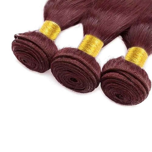 Condescension Human Hair Bundles Burgundy 99J Straight 24 26 28 Inch Bundles Human Hair 100% Unprocessed Burgundy Soft Sewn In Hair with Double Weft for Black Women