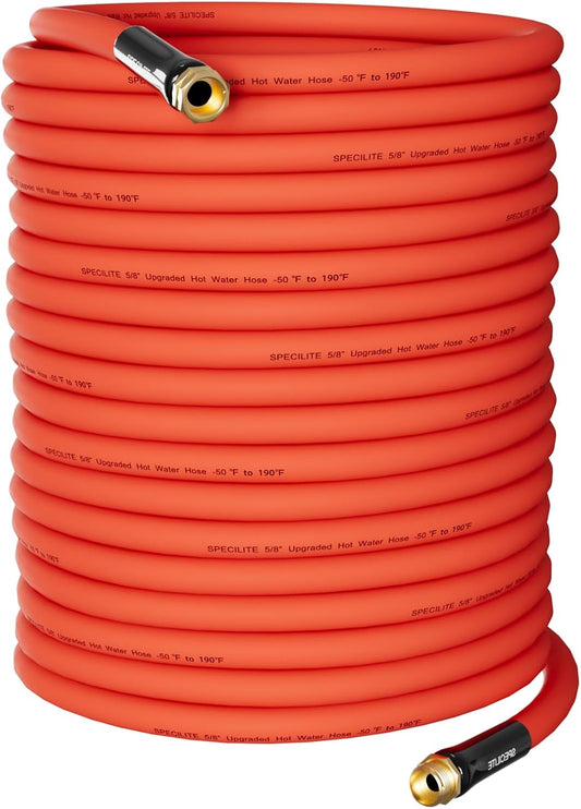 5/8" Hot/Cold Garden Water Hose 150 ft, -50℉-190℉,Flexible & Lightweight With 3/4" Brass Fittings for Yard, Outdoor, Farm, Red