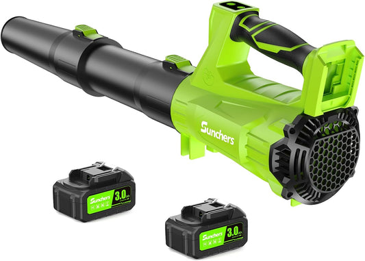 Electric Leaf Blower Cordless with 2 3.0Ah Battery and Charger, 2 Speed Mode 650CFM 280MPH Patio Tools with 2 Tubes, 20V Battery Powered Leaf Cleaner Handheld Blowers for Lawn Care, Dust, Leaves, Yard