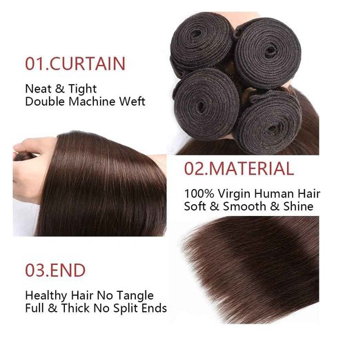 Condescension Human Hair Bundles 22 24 26 Inch Color 4 Straight Wave Human Hair Bundles Unprocessed Brazilian Virgin Hair for Black Women