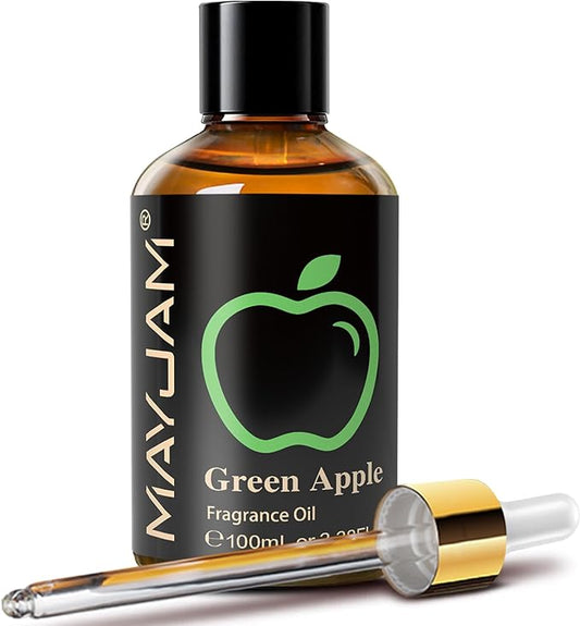 MAYJAM 3.38FL.OZ Green Apple Fragrance Oils with Glass Dropper, 100ML Essential Oils for Diffusers for Home, Long Lasting Scented Oils for Diffusers Soap Candle Making