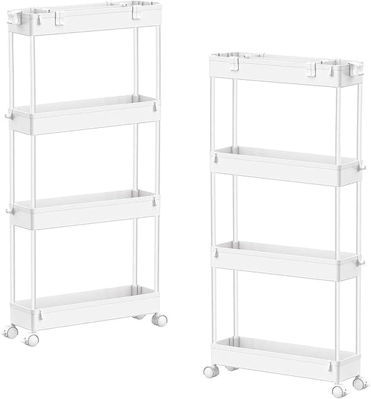 SPACELEAD 2-piece Set Slim Storage Cart 3 Tier,Bathroom Organizer Rolling Utility,Mobile Shelving Unit Slide Out for Office, Kitchen, Laundry Room & Narrow Places