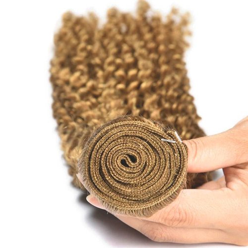 Fabimiya 14 16 18 Inch Human Hair Bundles Honey Blonde 27# Jerry Curly Bundles Human Hair 100% Unprocessed Soft Sewn In Hair with Double Weft for Black Women