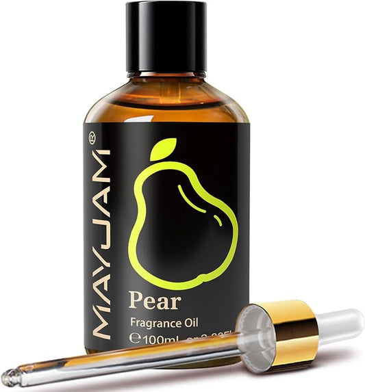 MAYJAM 100ML/3.38FL.OZ Pear Fragrance Oils with Glass Dropper, Essential Oils for Diffusers for Home, Long Lasting Scented Oils for Diffusers Soap Candle Making