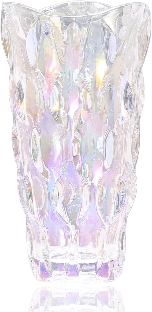 CEMABT 9.5inch 3.4 lb Glass Vases for Flowers Unbreakable Thickened Morden vase for Tables Centerpieces,Colorful,Vintage and Clear Rose Large Flower vases for Bouquet Unique Gifts（Colorful）