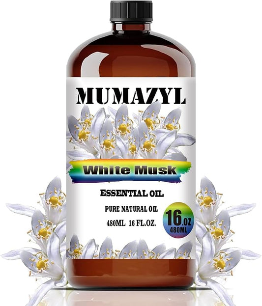 White Musk Essential Oil, White Musk Oil 16 Fl Oz 480ML for Diffuser Humidifier Yoga Cleaning DIY Candle Soap Making MUMAZYL Essential Oils
