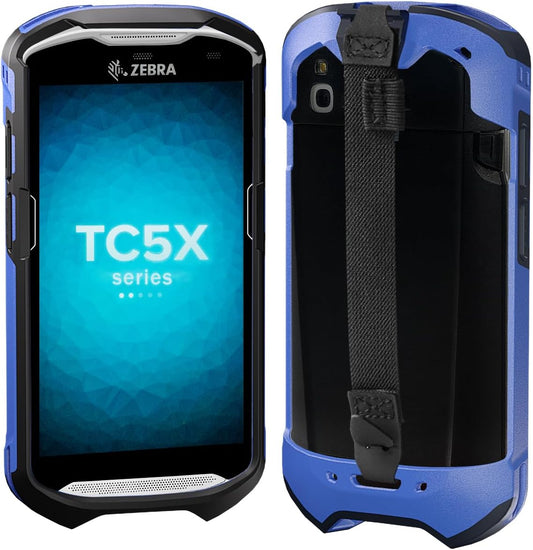 Case for Zebra TC51 TC510K TC52 TC52X TC56 TC57 TC57X TC520 TC520K – Rugged Protective Cover with Strap, Bumper, Boot-Style Holster, Handheld Barcode Scanner Accessory SG-TC51-EXO1-01 (Blue)