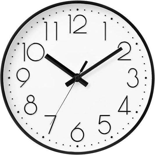 DAXSMY Wall Clock - 8 Inch Silent Non-Ticking Modern 3D Wall Clocks Battery Operated - Decorative Clock for Kitchen, Home Office, Bathroom, Bedroom(White)