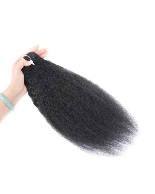 Human Hair Bundles Kinky Straight, 14 16 18 Inch 100% Remy Human Hair 3 Bundles Yaki Straight Hair Bundles