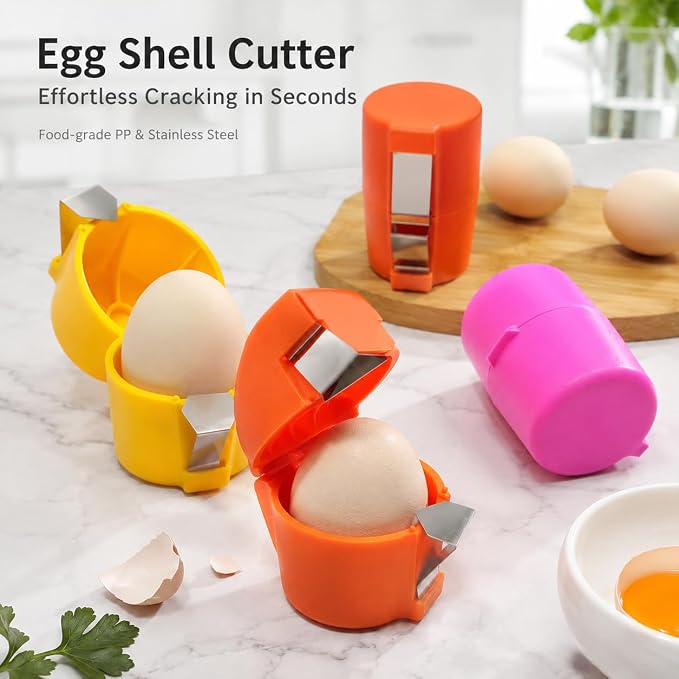 Handheld Egg Shell Opener, Eggshell Separator and Cutter, Food Grade PP Stainless Steel Egg Topper Cutter for Chicken Duck Eggs, Portable Lightweight Kitchen Gadget for Home Cooking Baking (orange)