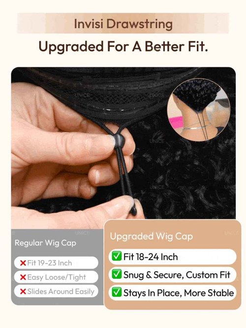 UNICE InvisiBlend V Part Wig Water Wave Mixed Curly Seamless Blending Human Hair Glueless Wig with Drawstring Minimal Leave Out Upgrade U Part Wig Beginner Friendly 150% Density 16 Inch