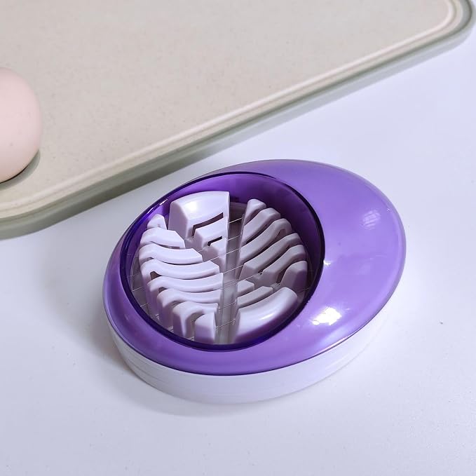Egg Slicer for Hard Boiled Eggs,Easy to Cut Egg into Slices, Wedge and Dices, Sturdy ABS Body with Stainless Steel Wires,Non-slip Feet,Dishwasher Safe, BPA Free (Red)