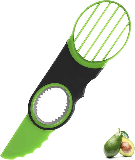 3-in-1 Avocado Slicer Tool - Stainless Steel Pit Remover, Peeler & Fruit Scooper, Non-Slip Ergonomic Grip, Dishwasher Safe (Green)