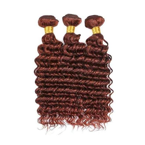 Giginger Bundles Human Hair 26 28 30 Inch Reddish Brown Deep Wave Bundles Color 33 Human Hair Deep Wave Unprocessed Quick Weave Soft Sewn In Hair Extensions for Black Women