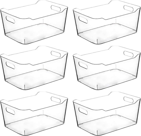 Clear Plastic Storage Bins, Pantry Organizers and Storage Containers, Large Fridge Organizer Bins, Home Kitchen Cabinet Organizer, Medicine Cabinet Bin for Organizing Freezer Closet