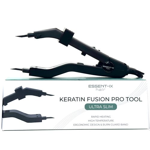 Professional Keratin Fusion Tool for Hair Extensions – Slim Long Heating Plates, Adjustable Temperature, Rapid Heat-UP, Seamless Fusion, Root Access, Salon-Quality Keratin Glue Gun (Black)