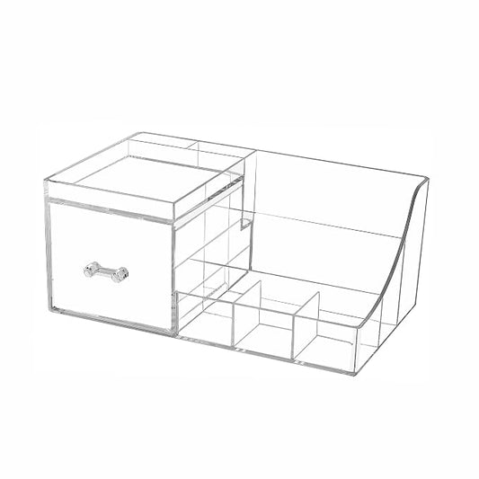 Cq acrylic1 Pack Clear Makeup Organizer Countertop,Stackable 1 Drawers Skincare Organizer,Cute Skin Care Organizer for Vanity Hair Clip,Jewelry,Beauty Product Desk and Make Up Organizers for Vanity