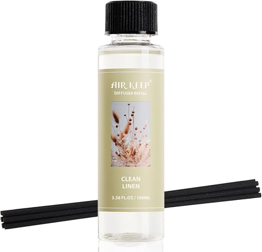 Airkeep Reed Diffuser Oil Refill/Clean Linen/3.38 oz/1 Pack/Air Freshener & Aromatherapy Essential Oil Blend for Home Fragrance – Scented Refill Oil for Bathroom, Bedroom & Home Decor