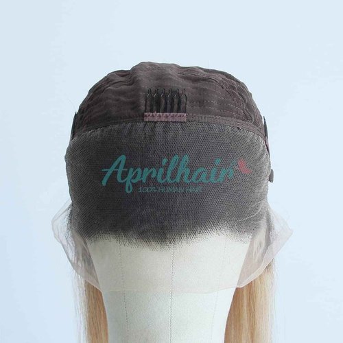 Aprilhair Pre-plucked Ombre #1B/27 Dark Root Honey Blonde Ear To Ear Lace Front Wigs Straight Glueless 150% Density Brazilian Virgin Human Hair With Baby Hair Full (16" inch, Lace Front Wig Straight)