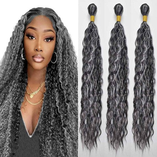 Habiliana Bundles Human Hair 26 28 30 Inch Jerry Curly Wave P1B/GREY Human Hair Bundles 11A Unprocessed Brazilian Virgin Quick Weave Hair Extensions for Black Women