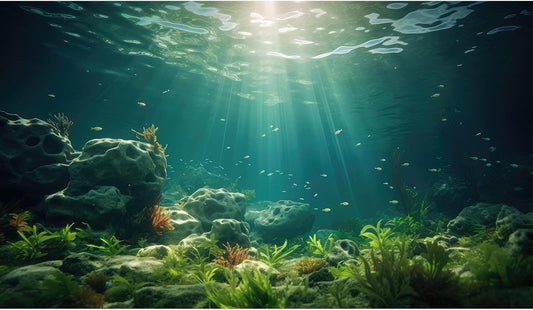 Under The Sea Aquarium Background Deep Sea Aquatic Plants Fish Tank Background Underwater Rock Sunray Terrarium Backgrounds Tropical Fish Deep Ocean Floor Fish Tank Backgrounds 36x20in