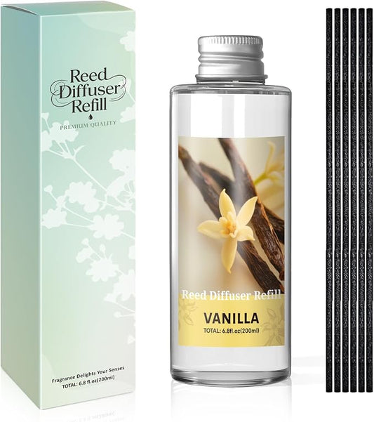 SCENTORINI Reed Diffuser Oil Refill, Vanilla Diffuser Oil 6.76 Fl Oz, Natural Scented Essential Oil Refill Long Lasting Summer Home Fragrance for Room Spa Aromatherapy Bathroom Home Hotel Decor