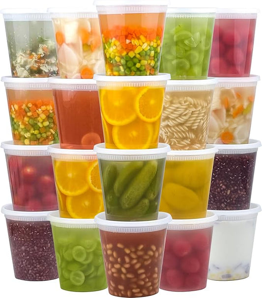 Dealusy 50 Set 32 oz Deli Containers with Lids, Leak-Proof BPA Free Plastic Take Out Bowls, Food Storage Containers for Takeout Meal Prep Storage, Freezer, Microwave & Dishwasher Safe