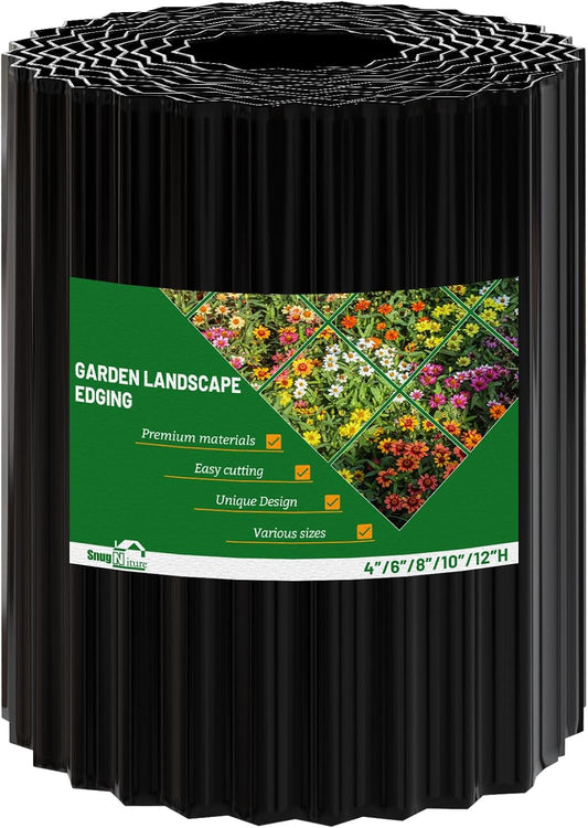 SnugNiture Corrugated Metal Garden Edging,12" x 20' Sturdy Lawn Edging Border,Landscape Edging Border for Lawn, Flower Bed,Garden and Yard(Black)
