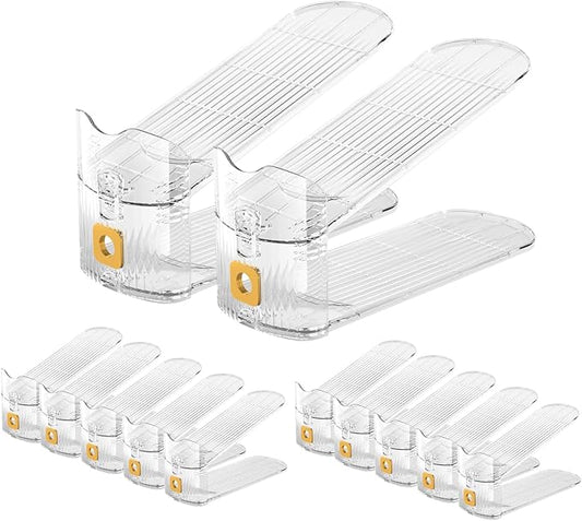 CiBiZi Adjustable Shoe Slots Organizers Clear Shoe Space Saver Shoe Stacker Shoe Rack Holder Oraganizers for Closet Cabinet Storage Clear 12Pack