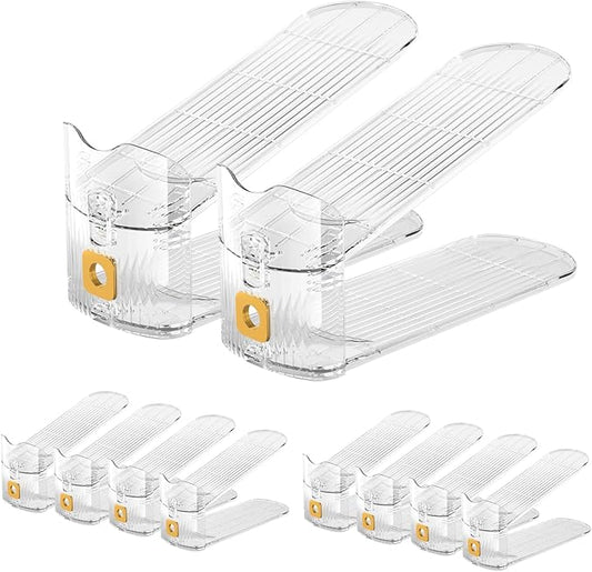 CiBiZi Shoe Slots Organizers 10Pack Shoe Stacker Adjustable Space Saver 50% Shoe Rack Holder Oraganizers for Closet Cabinet Storage Clear