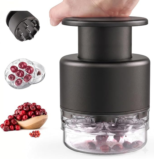Cherry Pitter - UCMORX Multi Cherries Corer Stainless Steel Pitter Tool Making Cherry Jam - 7 Cherries(Black)