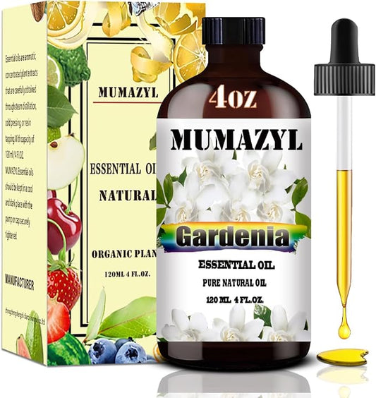 Gardenia Essential Oil, Gardenia Oil 4 Fl Oz 120ML for Diffuser Humidifier Yoga Cleaning DIY Candle Soap Making MUMAZYL Essential Oils