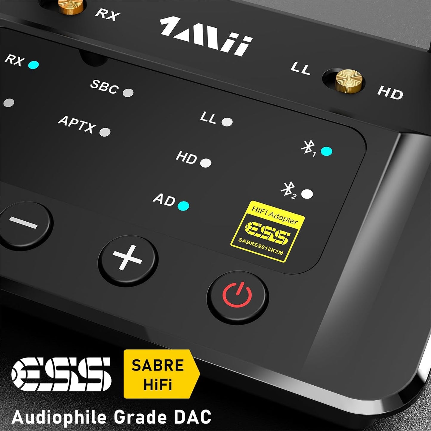 1Mii B03Pro Bluetooth 5.3 Transmitter Receiver for Home Stereo TV, HiFi Wireless Audio Adapter with Audiophile DAC & AptX Low Latency/HD/Adaptive, Long Range, Optical RCA AUX 3.5mm Outputs/Inputs