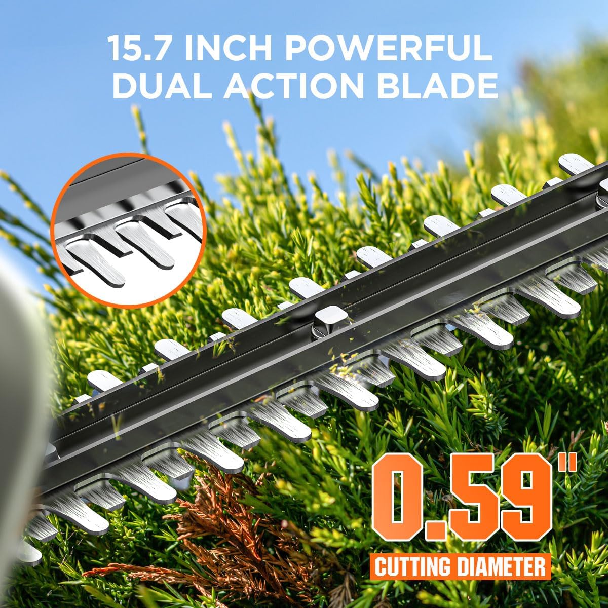 Litheli 20V Cordless Hedge Trimmer 16" (5/8" Cut), Handheld Shrub/Bush Trimmer, Lightweight for Thick Branches & Yard Work,Work with Litheli 20V System (2.5Ah Battery Incl.)