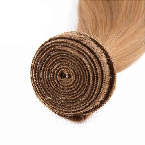 LUMWAV Straight Bundles Human Hair 26 28 30 Inch 12A Soft and Thick Honey Brown #27 Brazilian Virgin Hair Bundles for Black Women
