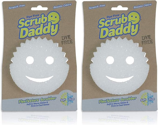 Scrub Daddy Sponge - Dye Free - Scratch-Free Scrubber for Dishes and Home, Odor Resistant, Soft in Warm Water, Firm in Cold, Deep Cleaning, Dishwasher Safe, Multi-use, 1ct (2 Pack)
