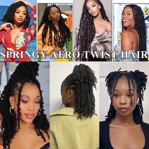 Afro Kinky Curly Springy Twist Double Drawn Bulk Human Hair Braiding Hair for Dreadlock Hair Pre-Separated Hair Extensions Natural Color 14Inch 200g
