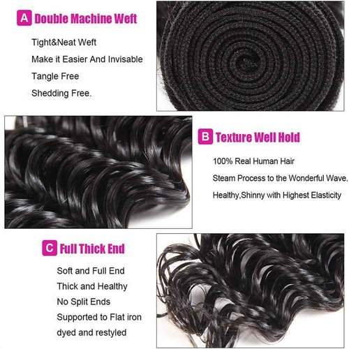 30 32 34 inch Vinmdonm Deep Wave Bundle Human Hair Natural Black Deep Wave Bundles 100% Unprocessed Brazilian Virgin Hair 3 Bundles 150g